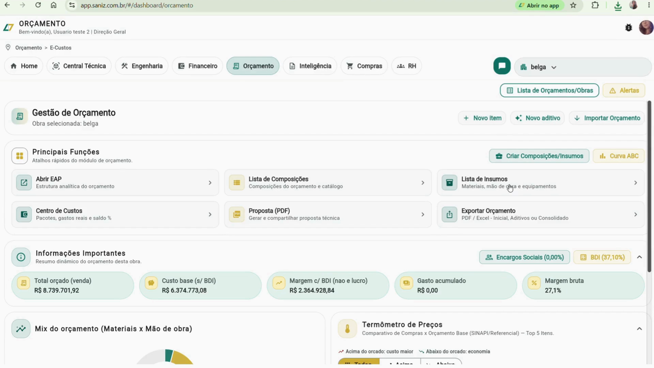 Demonstração do App Saniz para gestão integrada de obras
